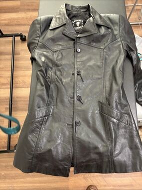 Barneys  Black Leather Button-Front Jacket